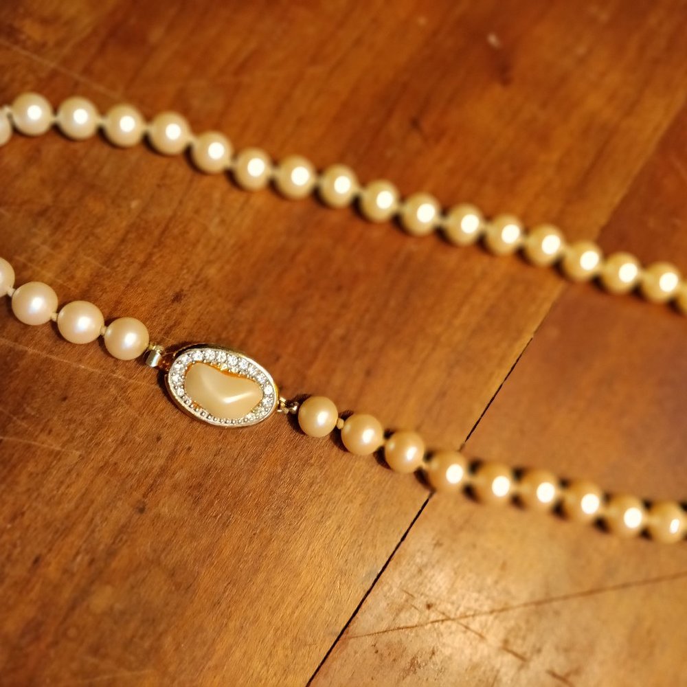Givenchy glass-pearl necklace with decorative clasp